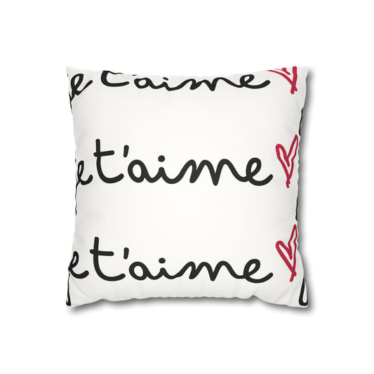 Y2KXROSES: Romantic Faux Suede Pillowcase with 'Je T'aime' Design